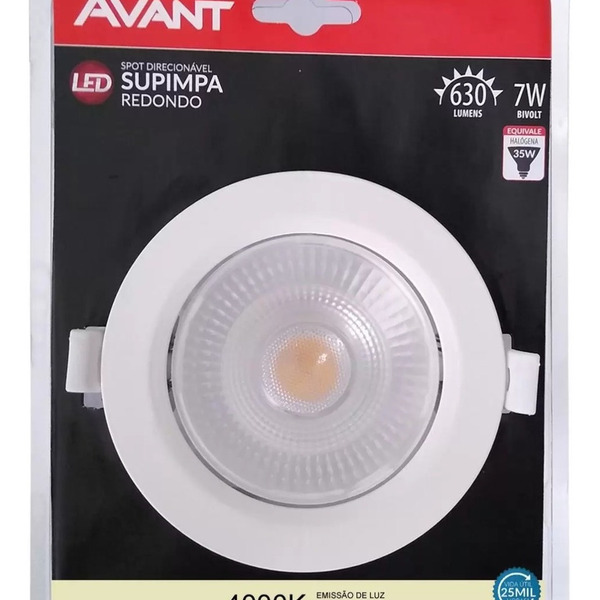 Spot Led Redondo 7w Branco Neutro 4000k Bivolt Morno