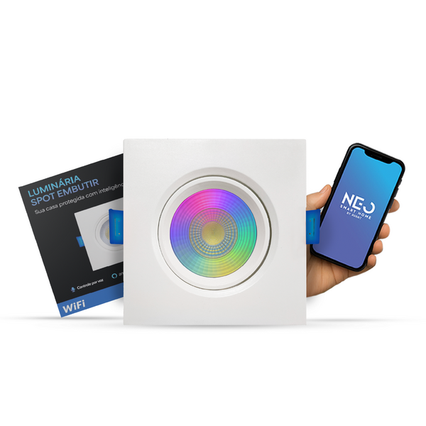 Spot Led Smart Wi-fi 2.4 Ghz Embutir 5w Rgb 110v/220v Quadrad