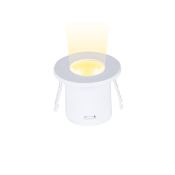 Spot Para Móveis Led Pik Redondo 1w Branco 2 Peças Luz Quente