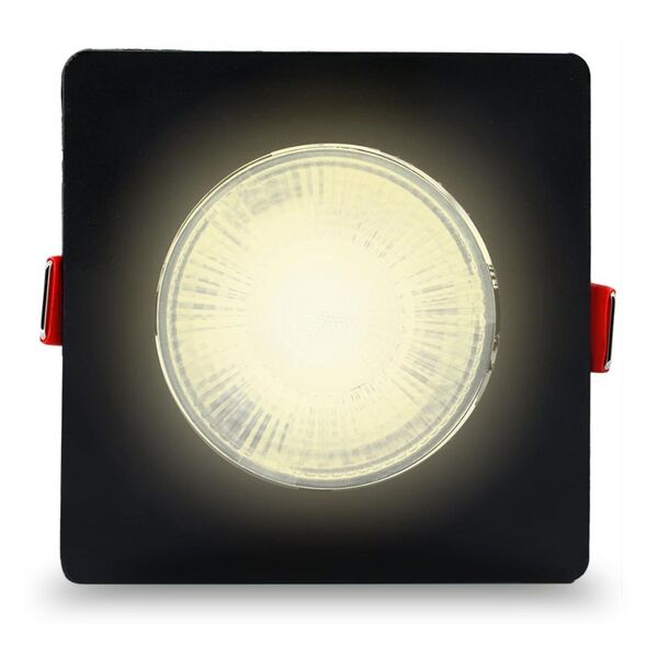 Spot Quadrado Preto De Embutir Led 5w Luz Amarela Direcionável