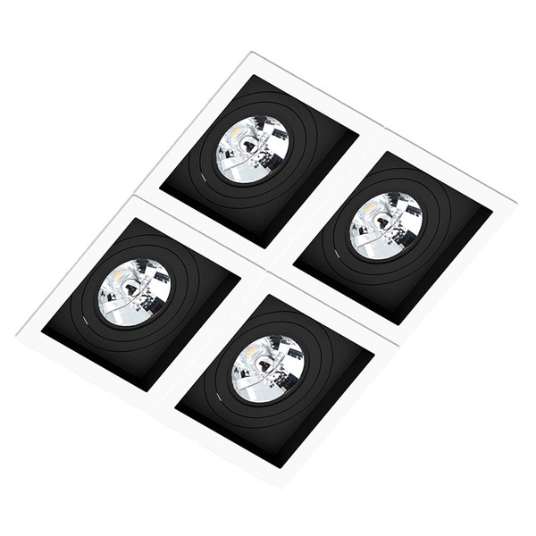 Spot Quadruplo Embutir Quadrado Recuado Branco Fundo Preto Ar