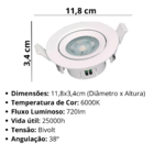 Spot Redondo Branco Led Integrado 9w Bivolt Branco Frio