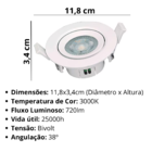 Spot Redondo Branco Led Integrado 9w Bivolt Branco Quente