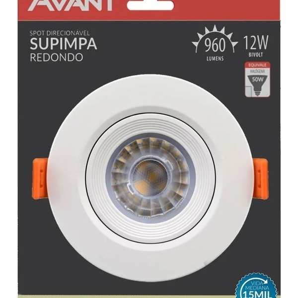 Spot Redondo Embutir 12w Branco Neutro 4000k Sanca Gesso Avant