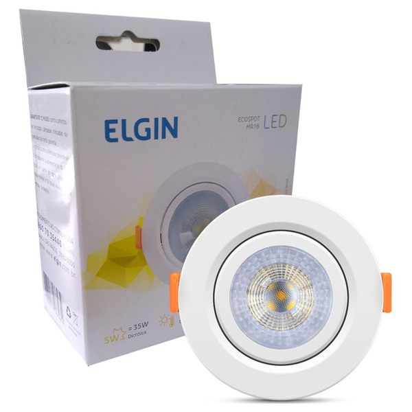 Spot Redondo Mr16 5w Branco Frio Elgin