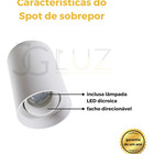 Spot Sobrepor Direcionável Redondo + Lâmpada Led Mr16 Oferta