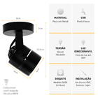 Spot Sobrepor Mr16 Gu10 Redondo Preto Direcionável Ds2396 Del