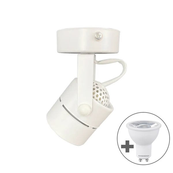 Spot Sobrepor Mr16 Redondo Branco Direcionável + Led 4,8w Lâm