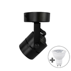 Spot Sobrepor Mr16 Redondo Preto Direcionável + Led 7w Lâmpad