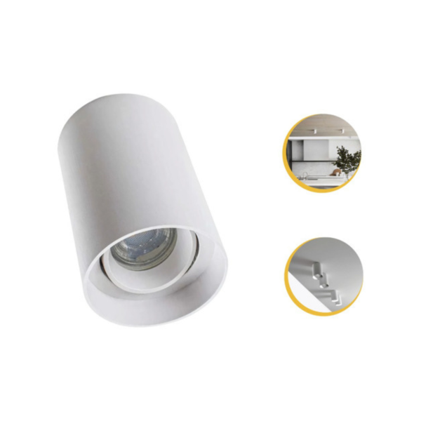 Spot Sobrepor Redondo Direcionavel Bco Ou Pto C/ Lamp. Mr16 -