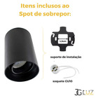 Spot Sobrepor Redondo Plafon 1x Mr16 Direcionável - Preto
