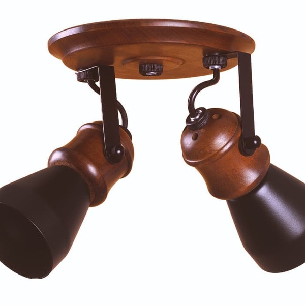 Spot Sobrepor Rustico Madeira E Metal 2 Lâmpadas Country 82