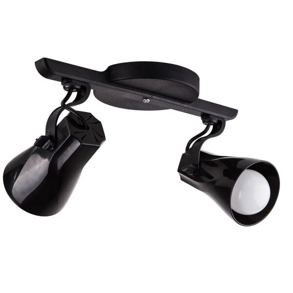 Spot Trilho Duplo Octa 2 Sobrepor Direcionável E-27 Preto Com