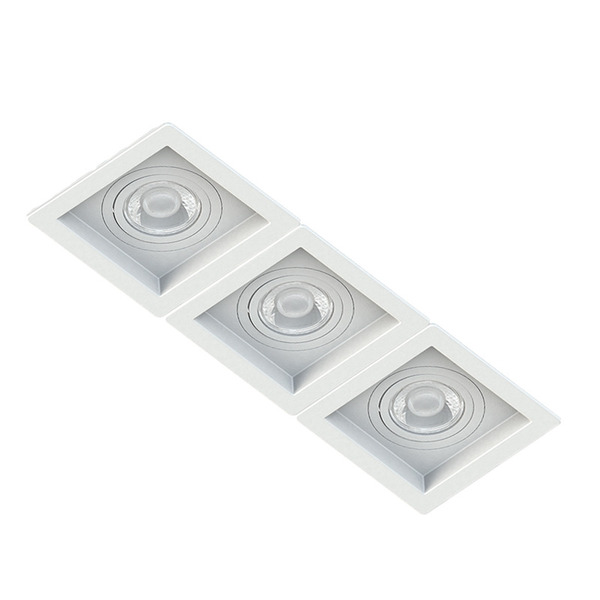 Spot Triplo Embutir Quadrado Recuado Branco Para Mini Dicróic