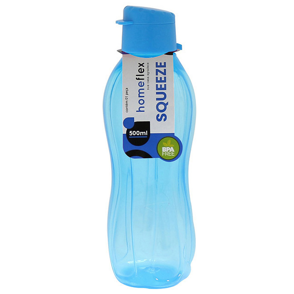 Squeeze  Plastica Para Bebidas 600ml Homeflex Fxh-313 Azul