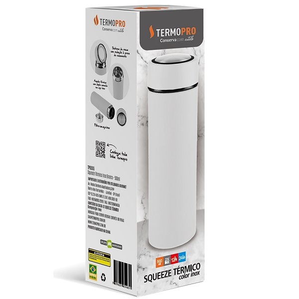 Squeeze Termico Inox Branco 500ml Termopro Tp6555