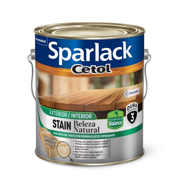 Stain para Madeira Base Água Fosco Beleza Natural 3,6L Sparlack