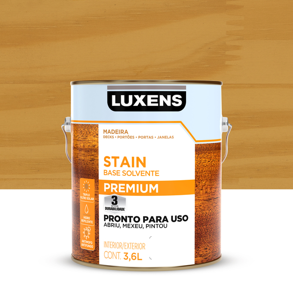 Stain Base Solvente Acetinado Pronto para Uso Imbuia 3,6L Luxens