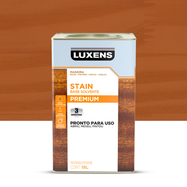 Stain Base Solvente Acetinado Pronto para Uso Mogno 18L Luxens