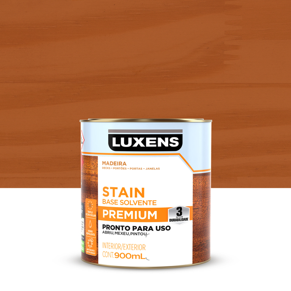 Stain Base Solvente Acetinado Pronto para Uso Mogno 900ml Luxens