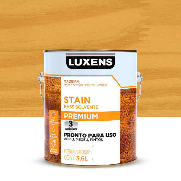 Stain Base Solvente Acetinado Pronto para Uso Natural 3,6L Luxens