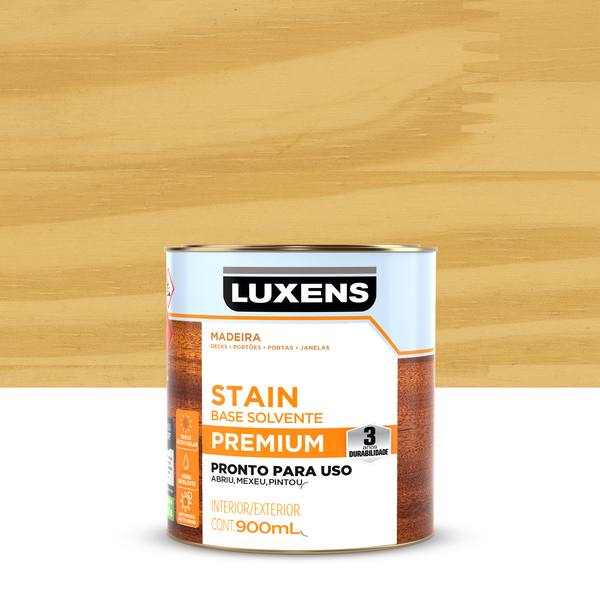 Stain Base Solvente Acetinado Pronto para Uso Transparente 900ml Luxens