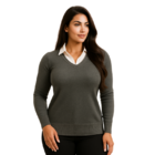 Suéter Blusa De Frio Lã Tricot Manga Longa Gola V Inverno Eg