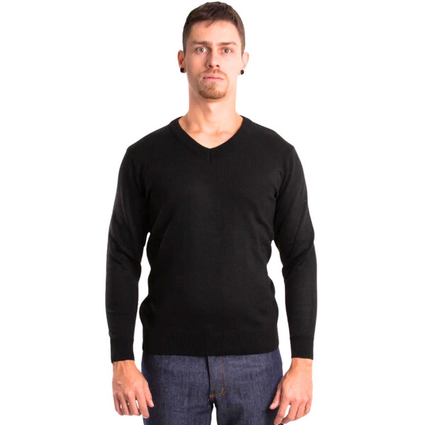 Suéter Blusa De Frio Lã Tricot Manga Longa Gola V Inverno Gg