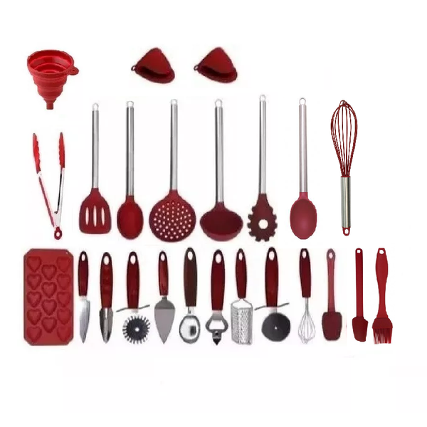 Super Kit 24 Peças Utensílios Silicone E Inox Elite Yangzi