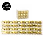Super Kit 60 Bolas De Natal Glitter, Lisa E Fosca Dourada 4cm