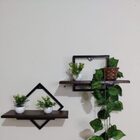 Suporte 2 Nichos Industrial De Parede Ferro E Madeira