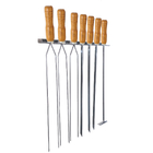 Suporte 6 Espetos Churrasco + 1 Espalha Brasa Aço Inox Cabo M