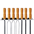 Suporte 6 Espetos Churrasco + 1 Espalha Brasa Aço Inox Cabo M
