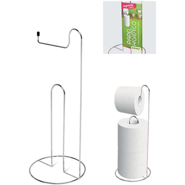 Suporte / Porta Papel Higienico De Chao Aramado Para 3 Rolos