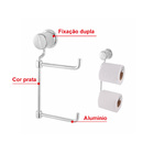 Suporte/ Porta Papel Higiênico Duplo Banheiro Em Alumínio