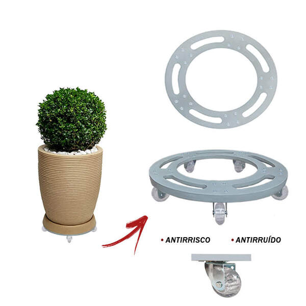 Suporte Base Redondo 25 Cm De Aluminio Com Rodas De Silicone