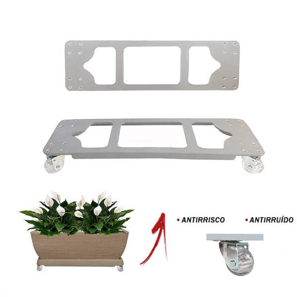 Suporte Base Retangular 50x18 Cm De Alumínio Com Rodas De Sil