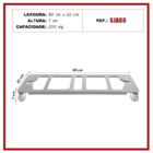 Suporte Base Retangular 80x22 Cm De Alumínio Com Rodas De Sil