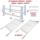 Suporte Churrasqueira + Barras 75cm + 2 Grelhas Inox 70x50cm