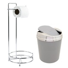 Suporte Com Lixeira 5 L Tampa Cromada Ø20cm Porta Papel Casa