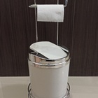 Suporte Com Lixeira 5 L Tampa Cromada Ø20cm Porta Papel Casa