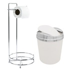 Suporte Com Lixeira 5 L Tampa Cromada Ø20cm Porta Papel Casa