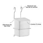 Suporte Com Lixeira 5l Pendurar Porta Armário Barra Cozinha