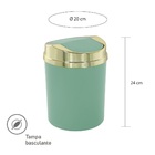 Suporte Com Lixeira 5l Tampa Dourada Ø20cm Casa Banheiro Verde
