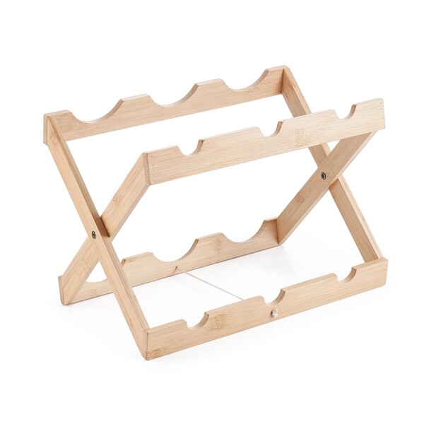 Suporte De Bambu Dobrável Para 6 Garrafas De Vinho Oikos