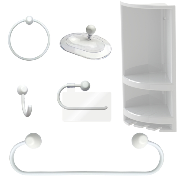 Suporte De Canto Cantoneira Porta Shampoo Branco + Kit Para B
