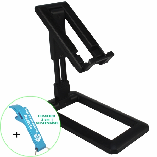 Suporte De Celular De Mesa Ajustável + Chaveiro Cbrn17812