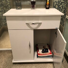 Suporte De Chão Branco Madeira Porta Toalhas E Produtos