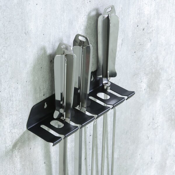 Suporte De Espetos Ou Facas Parede 5 Furos Aço Pintado Preto