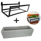 Suporte de Ferro e Jardineira de Plantas Cinza